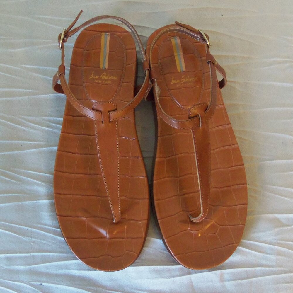 Sam Edelman Naomi Thong Sandals Brown Croc sz 9